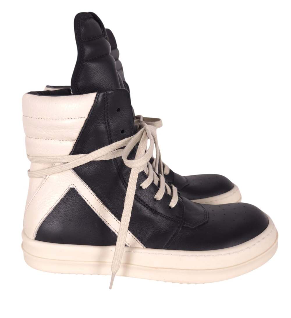 Rick Owens Geobasket US 4 EU 34 Womens 2.5Y Youth Black Milk Leather $805